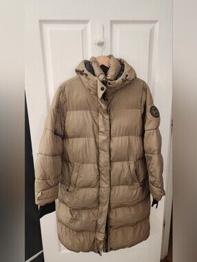 Michael Kors Long Puffer Coat in Tan